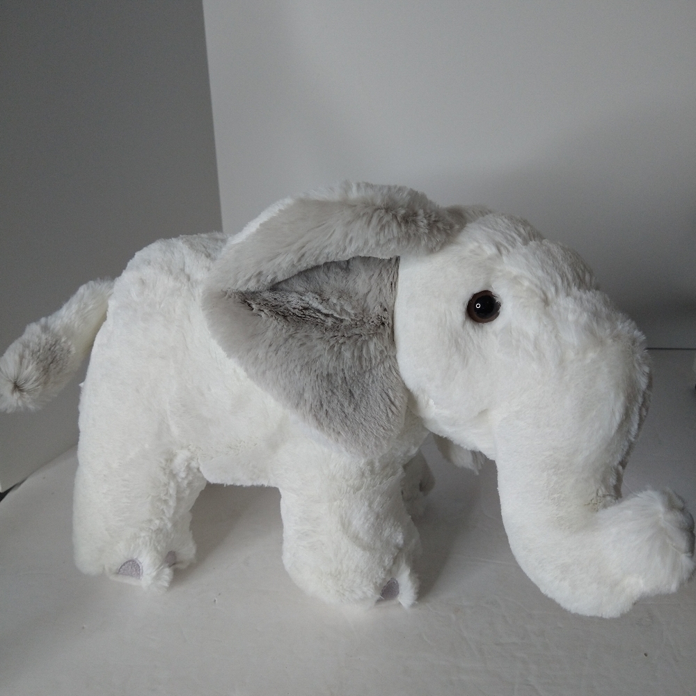 Ella White Plush Elephant Stuffed Animal Safari Rare Toy Kids Babies Red Bow